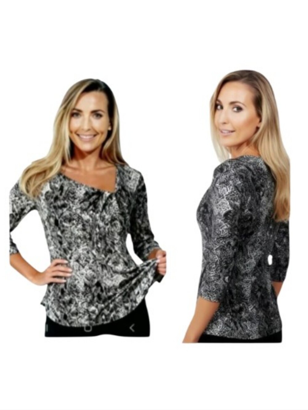 "Ann Taylor" Like New! SP Pleated Asymmetrical Neck Snake Print Top